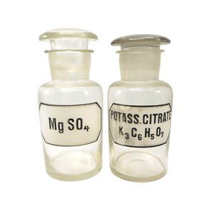 Antique Chemist Apothecary Glass Jars Bottles Germany 6.5" CHIPS